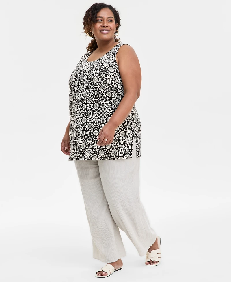Jm Collection Plus Printed Tunic Tank, Exclusively at Macy's