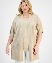 Jm Collection Plus Metallic Shine Cardigan Sweater, Exclusively at Macy's