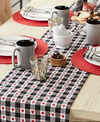 Design Imports Hearts Dobby Check Table Runner, 14" x 108"