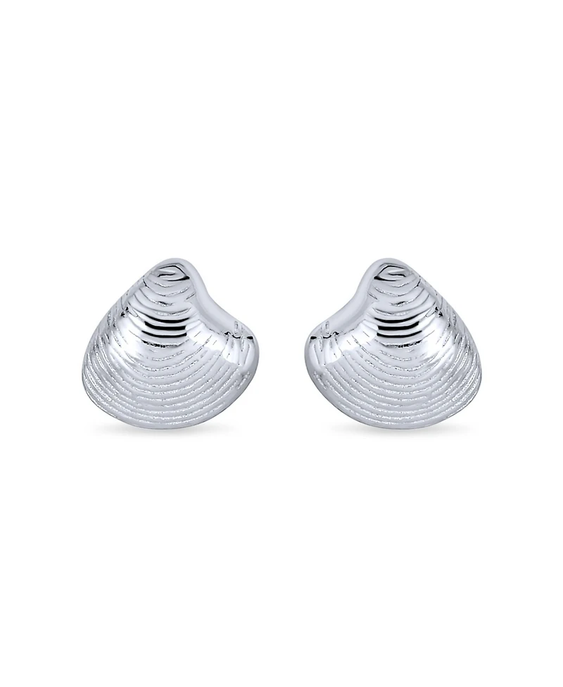 Bling Jewelry Hawaiian Seaside Stud Earrings Clam Seashell Sterling Silver Tropical Vibes