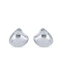 Bling Jewelry Hawaiian Seaside Stud Earrings Clam Seashell Sterling Silver Tropical Vibes