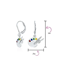 Bling Jewelry Painter's Palette Multi-Color Enamel Dangle Earrings in Sterling Silver