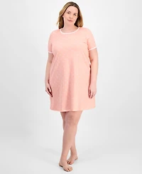 Charter Club Plus Size Printed Short-Sleeve Sleepshirt, Exclusively at Macy's