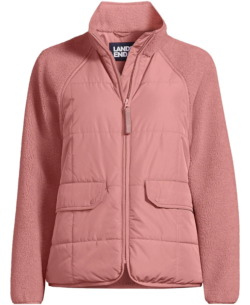 Lands' End Women's Mixed Media High Pile Fleece Jacket