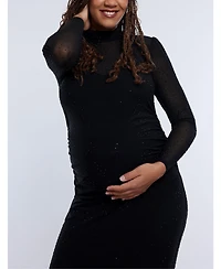 Motherhood Maternity Mesh Turtleneck Maxi Dress