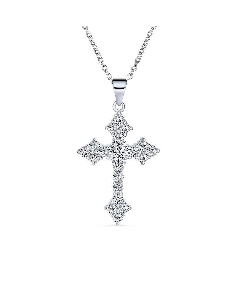 Bling Jewelry Elegant Necklace with Cz Cross Pendant in Sterling Silver