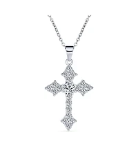 Bling Jewelry Elegant Necklace with Cz Cross Pendant in Sterling Silver