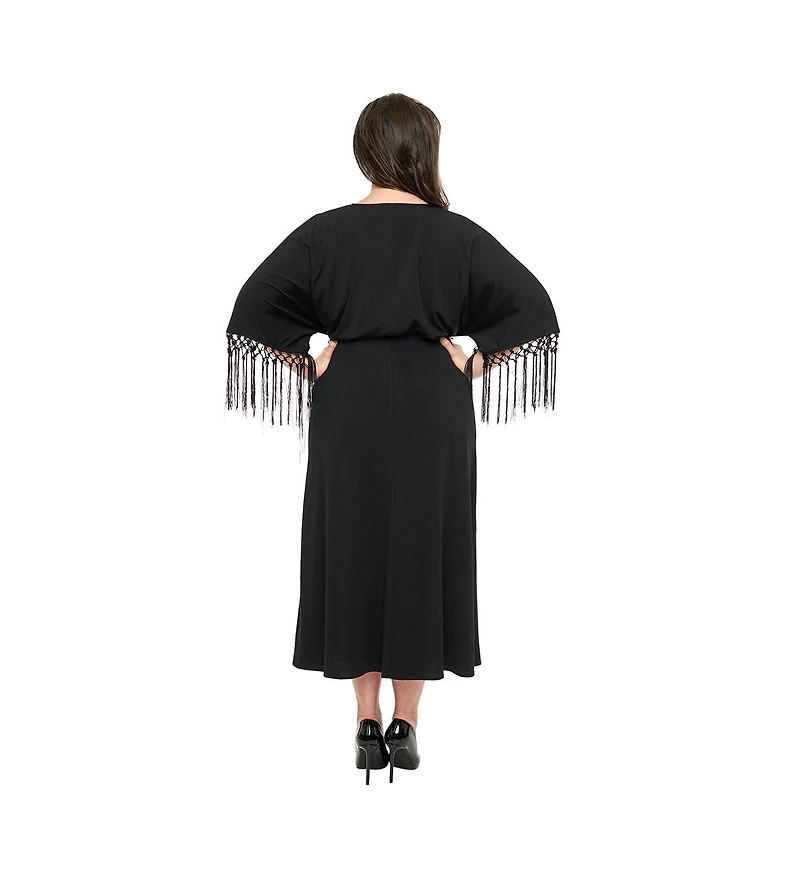 Unique Vintage Plus Tie Wrap Surplice Midi Dress