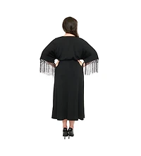 Unique Vintage Plus Tie Wrap Surplice Midi Dress