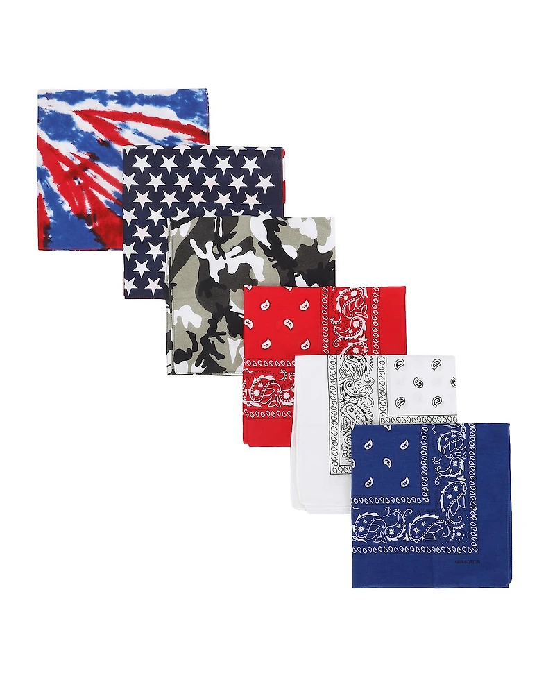 Bioworld Lightweight Multicolored 22"x22" 6-Pack Bandana Set