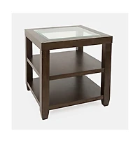Urban Icon Contemporary Glass Inlay End Table with Storage, Merlot