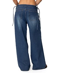 Edikted Womens Katt Lace Up Baggy Jeans