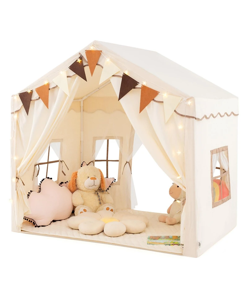 3-4 Kids Large Play Tent House with 2 Opening Doors and Star Lights
