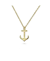 Bling Jewelry Minimalist Nautical Boat Anchor Pendant Necklace Gold Plated Silver 16"