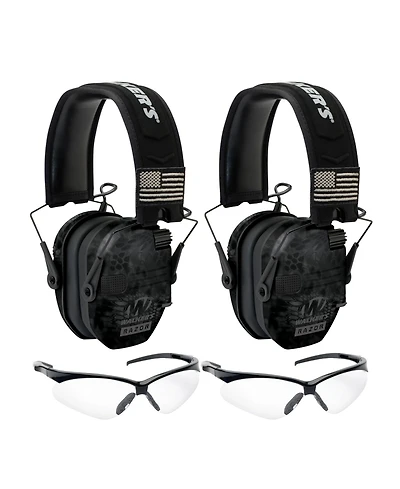 Walker's Razor Slim Electronic Earmuff (Kryptek Camo) and Glasses (2-Pack)