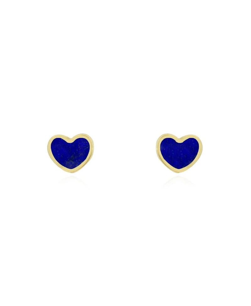 The Lovery Mini Lapis Heart Stud Earrings 14K Gold