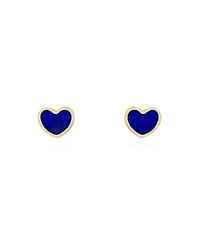 The Lovery Mini Lapis Heart Stud Earrings 14K Gold