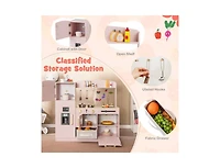 Kids Kitchen Playset with Chalkboard, Ice Maker, Sink & Light-Up Microwave Fun Pretend Cooking Toy