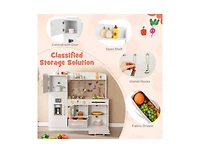 Kids Kitchen Playset with Chalkboard, Ice Maker, Sink & Light-Up Microwave Fun Pretend Cooking Toy