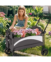 2-Seat Stroller Wagon with Adjustable Canopy and Handles Comfortable and Convenient for Toddlers