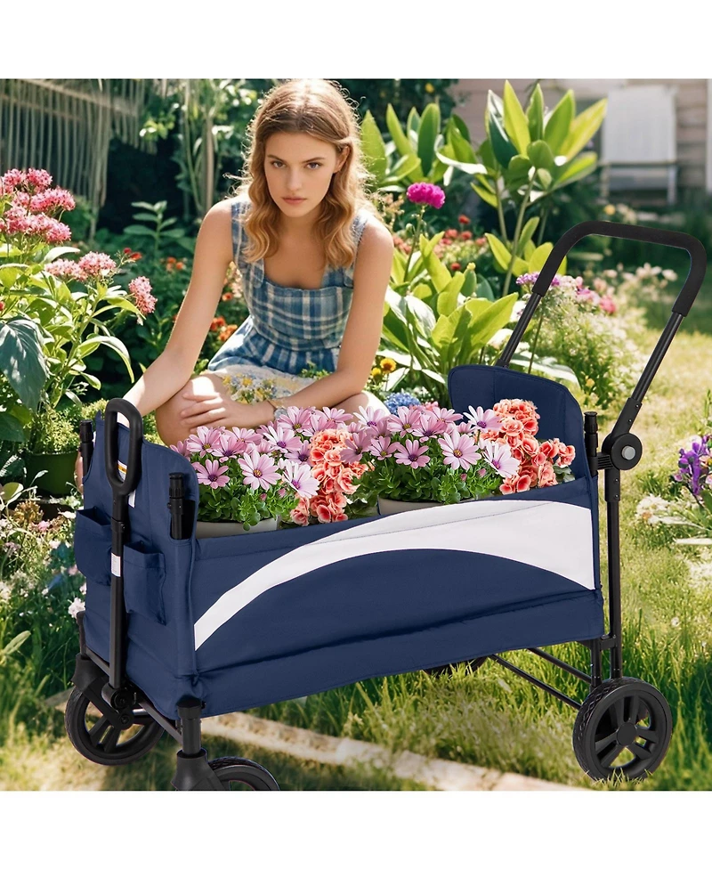 2-Seat Stroller Wagon with Adjustable Canopy and Handles Comfortable and Convenient for Toddlers