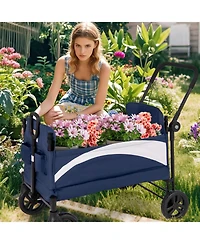 2-Seat Stroller Wagon with Adjustable Canopy and Handles Comfortable and Convenient for Toddlers