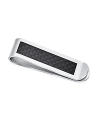 Bling Jewelry Two Tone Black Weave Carbon Fiber Money Clip Card Holder