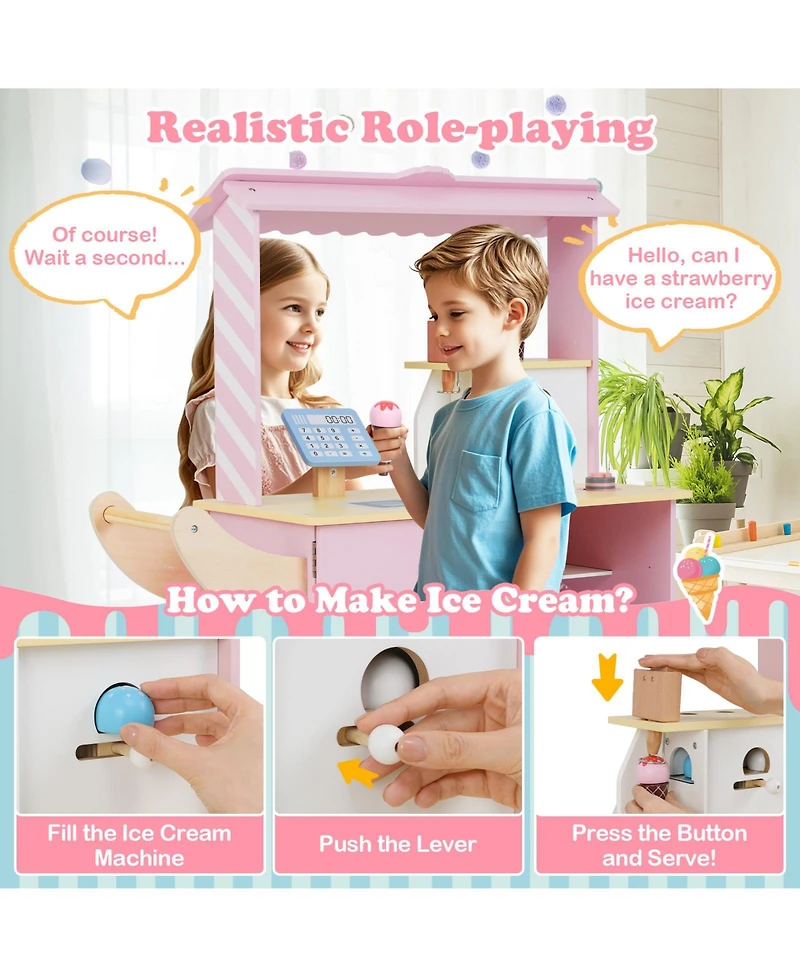 Kids Ice Cream Truck Playset with Vending Machine Fun Pretend Play Toy for Toddlers