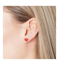 The Lovery Large Coral Heart Stud Earrings 14k Gold