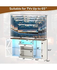 Media Console Table with 3-Level Shelves & 22 Dynamic Led Modes Modern Tv Stand for Living Room