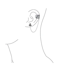 Bling Jewelry Celtic Irish Trinity Triskele Wrap Cartilage Ear Cuff Chain Pierced Ear Stud Earrings 1Pcs Oxidized .925 Sterling Silver