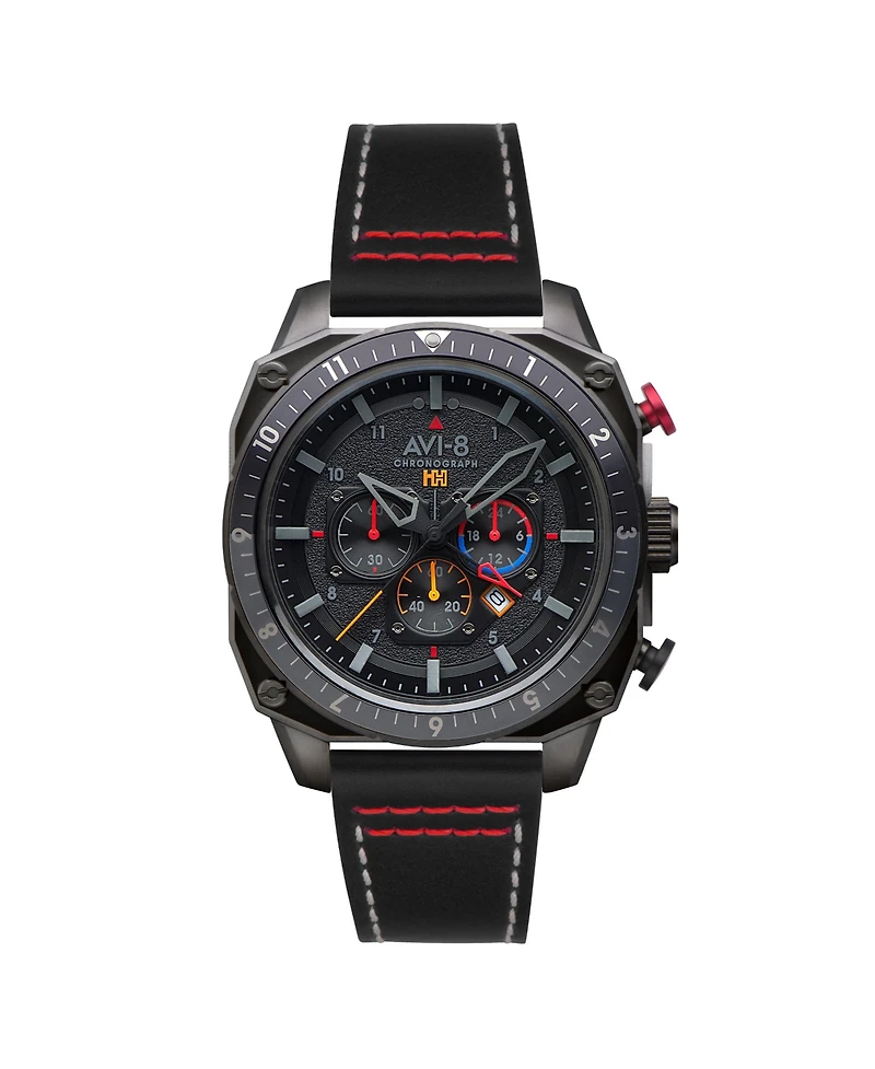 Avi-8 Men's Hawker Hunter Atlas Dual-Time Chronograph Leather Strap Watch