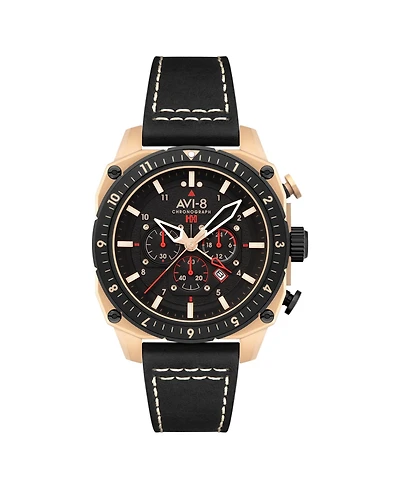 Avi-8 Men's Hawker Hunter Atlas Dual-Time Chronograph Leather Strap Watch