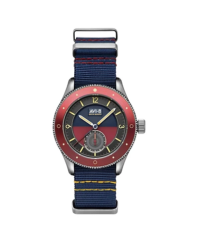 Avi-8 Men's Flyboy Airmaster Sector Meca-Quartz Blue Nylon Strap Watch, 40mm