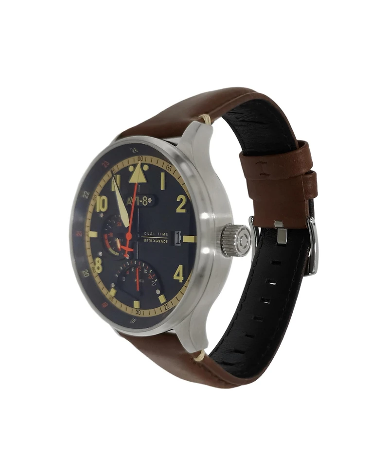 Avi-8 Men's Hawker Hurricane Mckellar Dual-Time Leather Strap Watch
