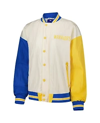 Terez Women's White Golden State Warriors Full-Snap Bomber Jacket