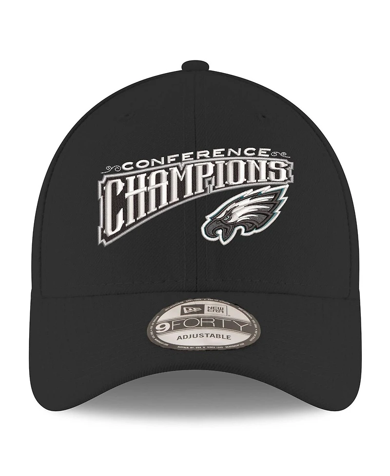 New Era Men's Black Philadelphia Eagles 2024 Nfc Champions Replica 9FORTY Adjustable Hat