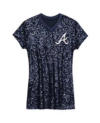 Outerstuff Girls Preschool Navy Atlanta Braves Sequin V-Neck Dress