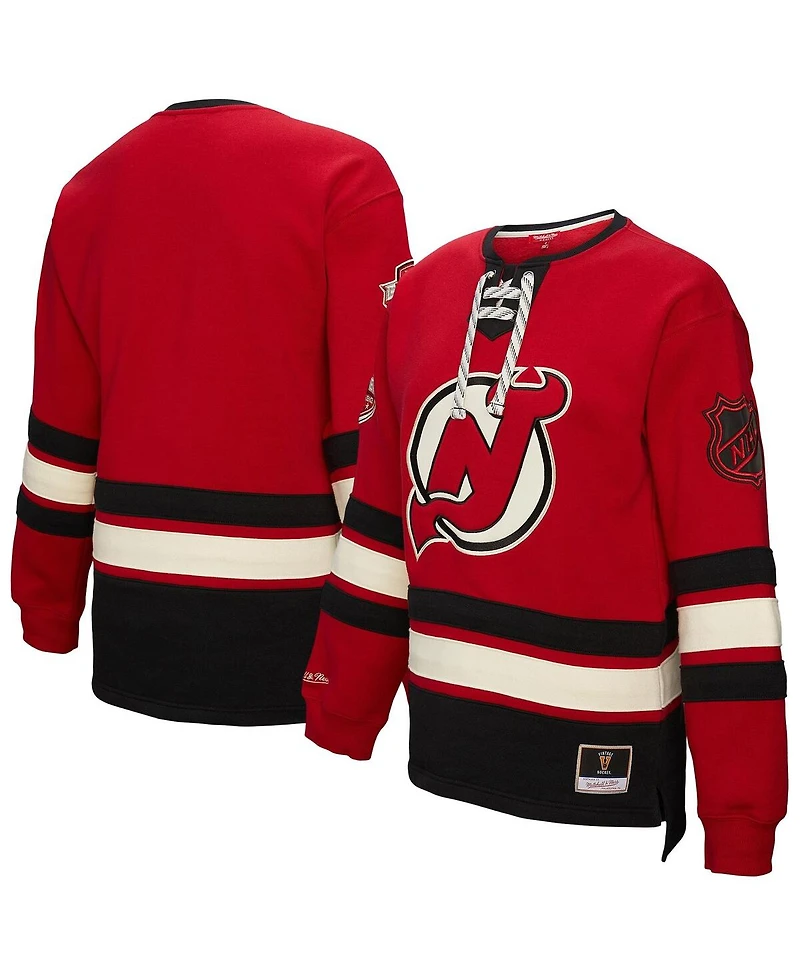 Mitchell & Ness Women's Red New Jersey Devils Heritage Lace-Up Pullover Sweatshirt