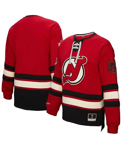 Mitchell & Ness Women's Red New Jersey Devils Heritage Lace-Up Pullover Sweatshirt