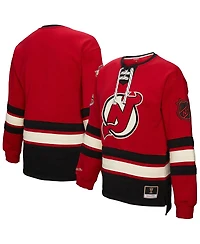 Mitchell & Ness Women's Red New Jersey Devils Heritage Lace-Up Pullover Sweatshirt