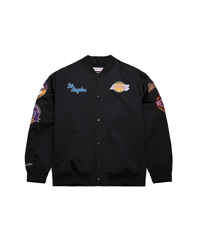 Mitchell & Ness Men's Black Los Angeles Lakers Blackout Collection Vintage Full-Snap Satin Jacket