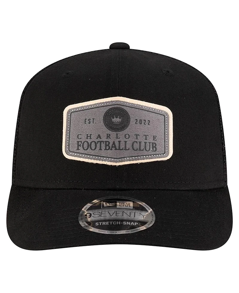 New Era Men's Black Charlotte Fc Labeled 9SEVENTY Trucker Stretch-Snap Adjustable Hat