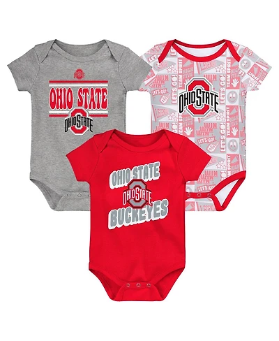 Outerstuff Baby Boys and Girls Ohio State Buckeyes Sunday Comics Bodysuit Set 3-Pack