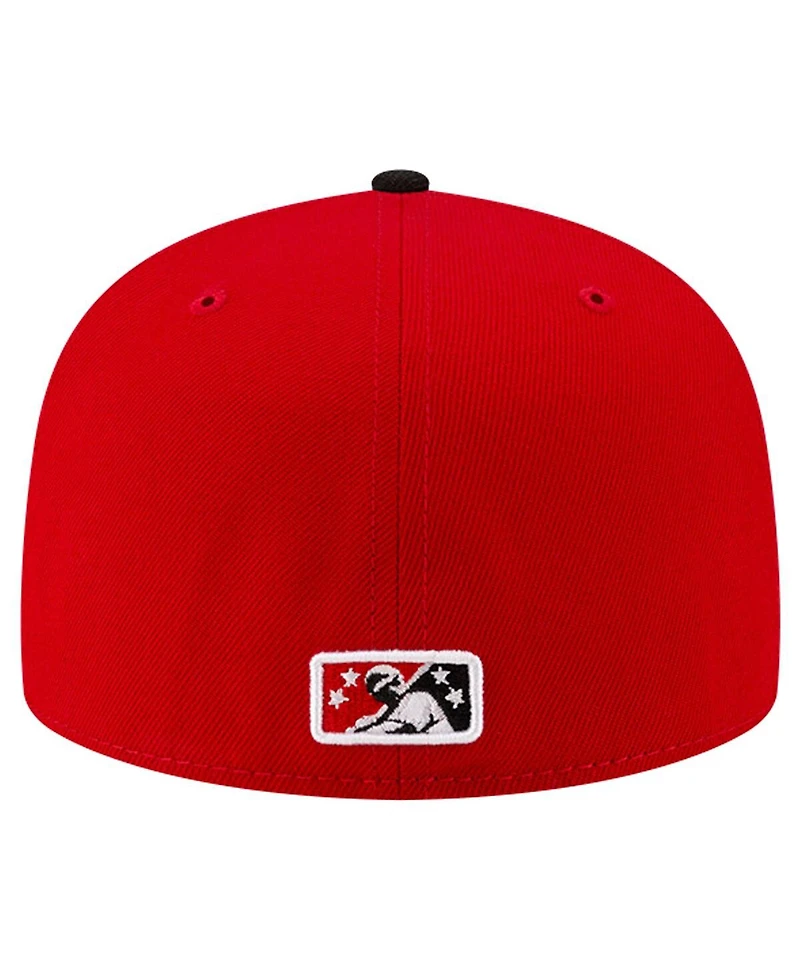 New Era Men's Red/Black Erie SeaWolves Theme Night Pepperoni 59FIFTY Fitted Hat