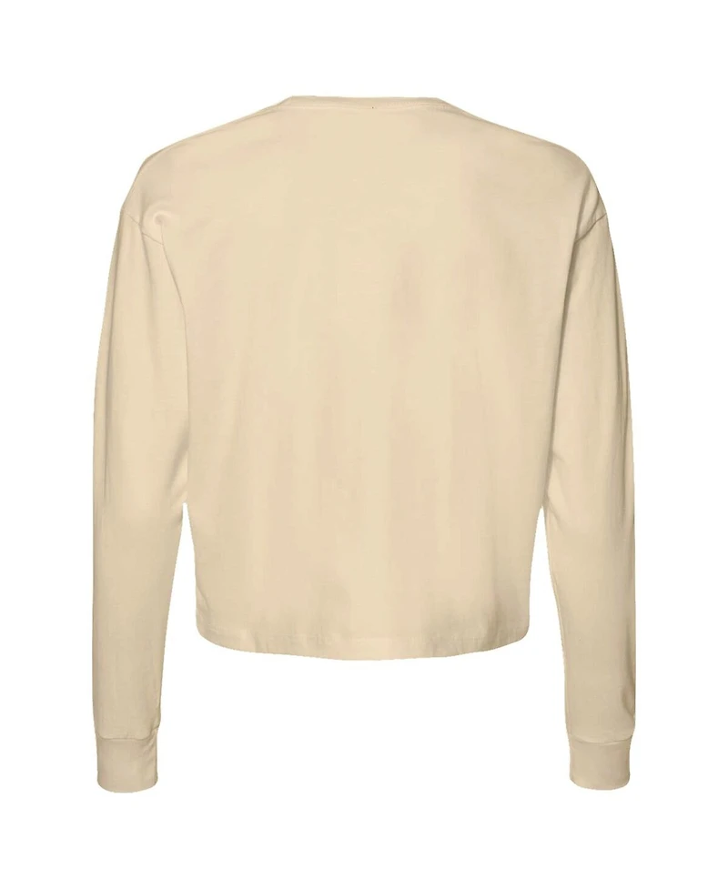 Image One Women's Natural Houston Cougars Comfort Colors Basketball Cropped Long Sleeve T-Shirt