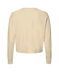 Image One Women's Natural Houston Cougars Comfort Colors Basketball Cropped Long Sleeve T-Shirt