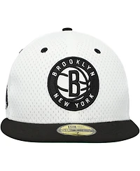 New Era Men's White/Black Brooklyn Nets Throwback 2Tone 59FIFTY Fitted Hat