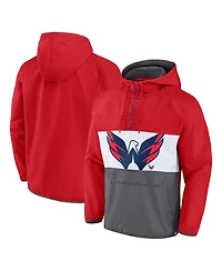 Fanatics Men's Red Washington Capitals Flagrant Foul Anorak Raglan Half-Zip Hoodie Jacket