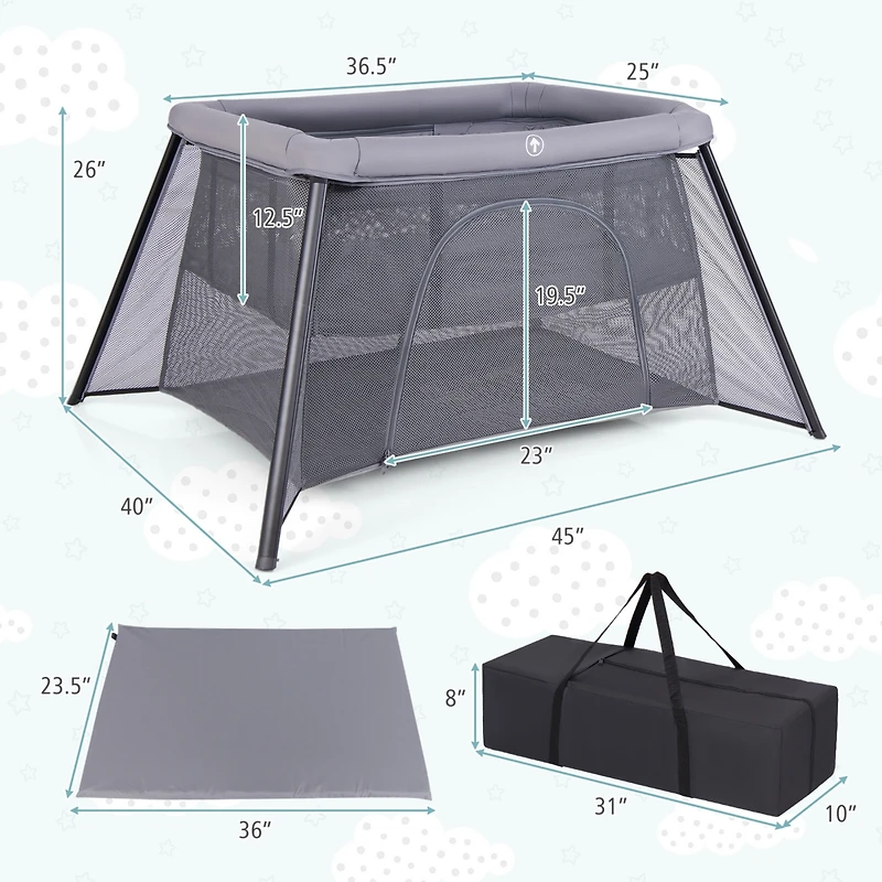 Foldable Baby Playpen with Safety Sides, 2-in-1 Design for Secure Playtime